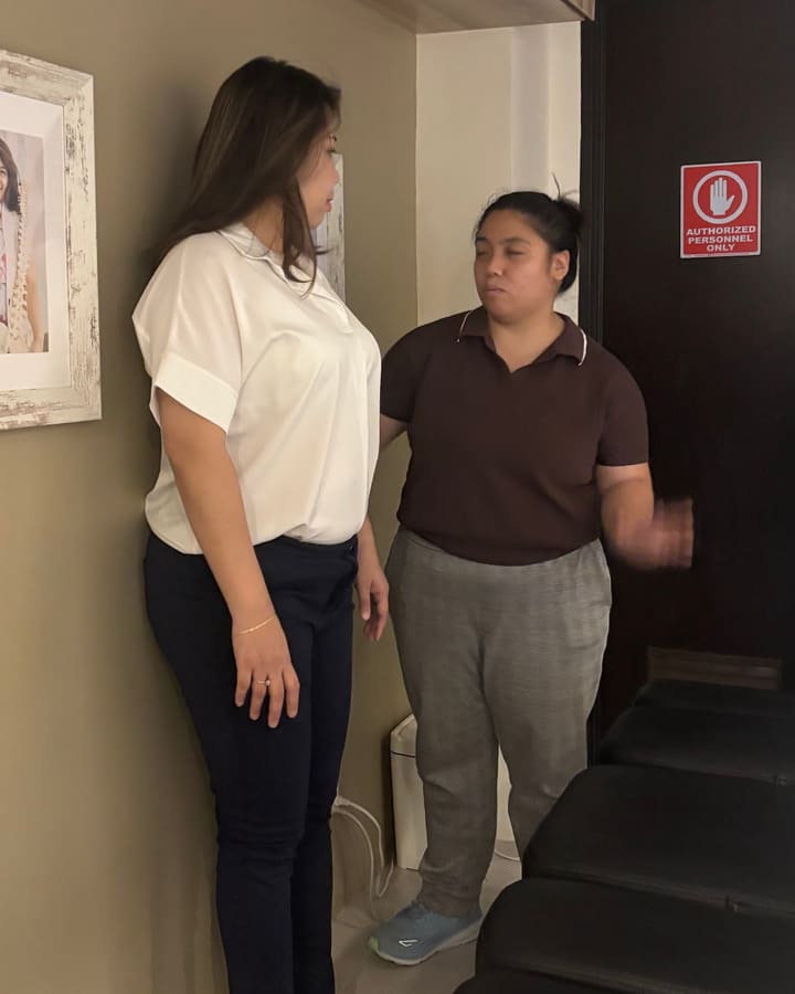 A standing posture assessment at the clinic